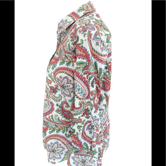 CHAPS No Iron paisley button front blouse, size L. - Picture 3 of 6